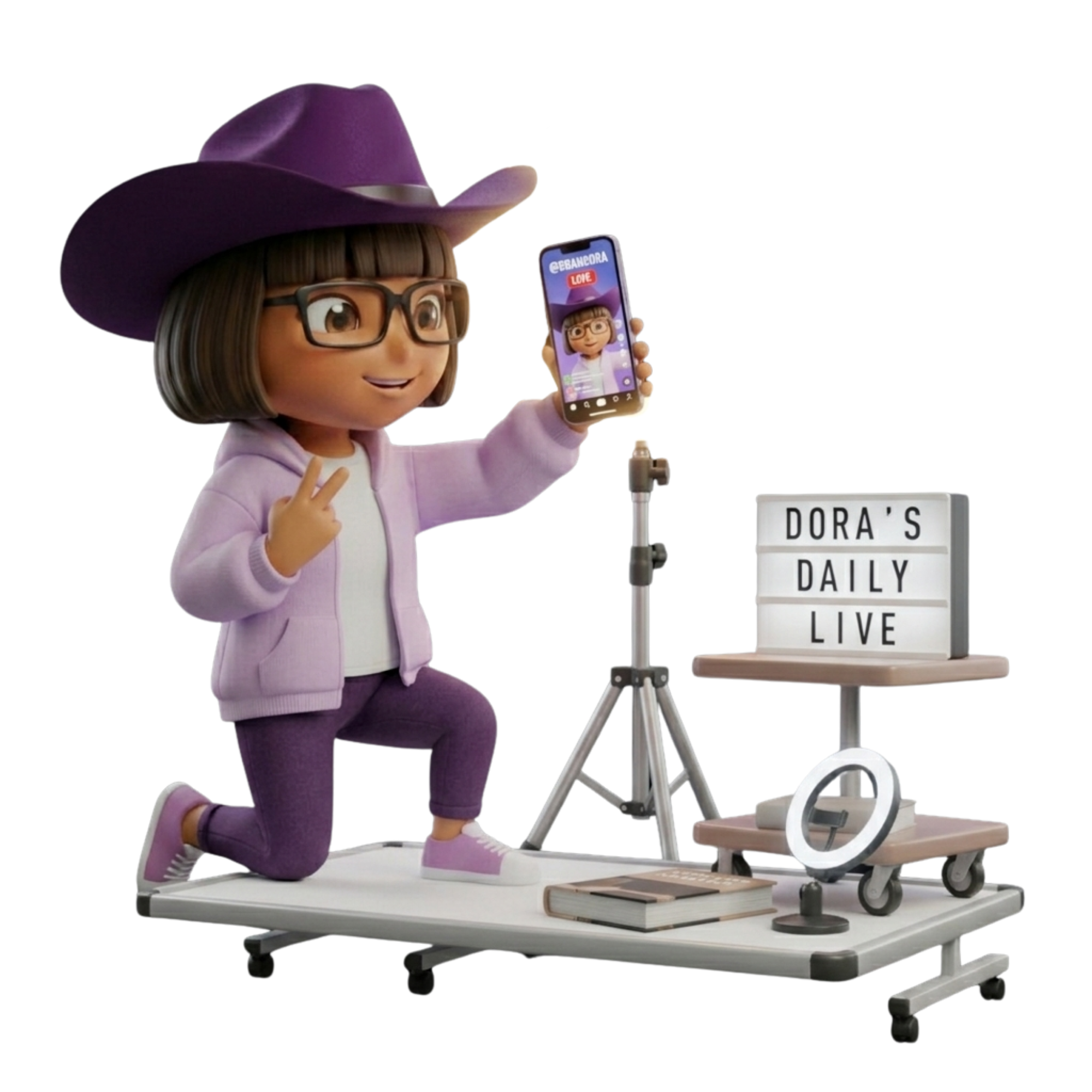 Dora going live on social media as part of a structured content calendar