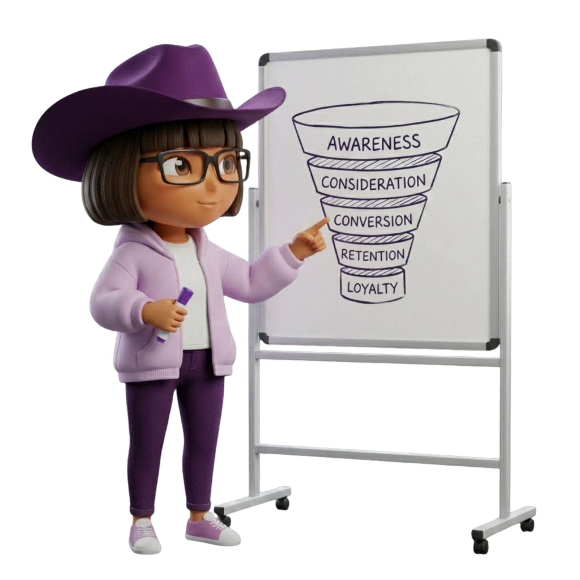 Dora presenting the marketing funnel for Meta Ads strategy